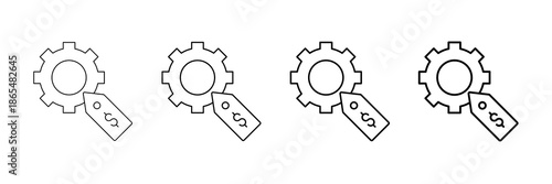 Service Tag Icons Vector Set In Different Stroke Line Style
