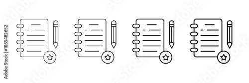 Review Note Icons Vector Set In Different Stroke Line Style