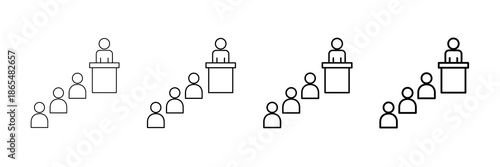 Waiting Line Icons Vector Set In Different Stroke Line Style