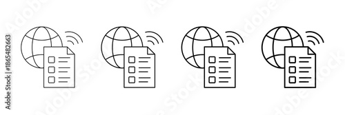 Online Form Icons Vector Set In Different Stroke Line Style