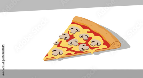 A single slice of mushroom pizza with melted cheese.