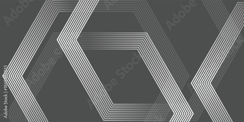Abstract Silver and Dark Grey Geometric Interlocking Hexagon Background