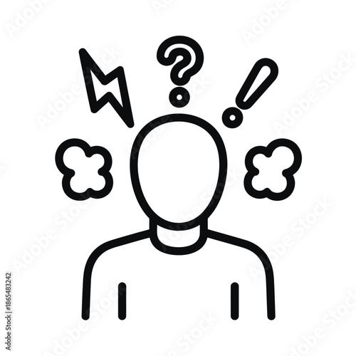 Confused mind a line drawing depicting thoughts and emotional turmoil