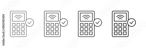 Pin Pad Icons Vector Set In Different Stroke Line Style
