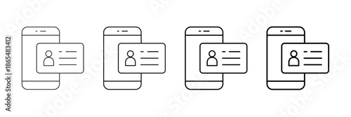 Mobile Id Icons Vector Set In Different Stroke Line Style