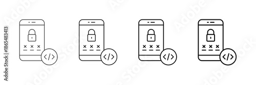 Otp Code Icons Vector Set In Different Stroke Line Style