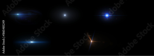 Vector illustration of a blue color Glow light effect Lens flare effect