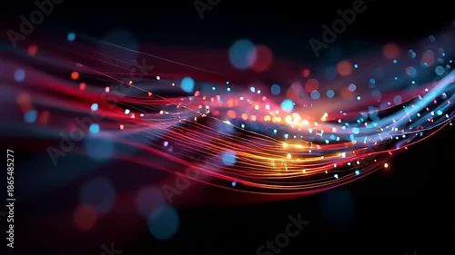 Flowing Light Trails, Abstract Digital Art, Studio, Motion, Energetic, Wide View, Futuristic Concept