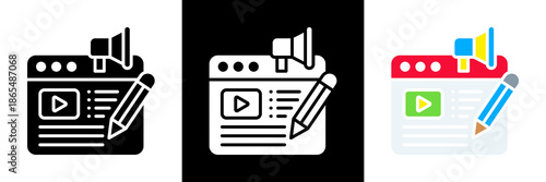 Content Marketing Icon Set Glyph vector Illustration 