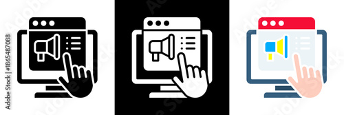 Digital Advertising Icon Set Glyph vector Illustration 