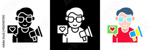 Influencer Marketing Icon Set Glyph vector Illustration 