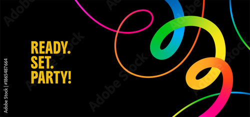 Color Wave Line Pattern. Abstract Party Background with Gradient. Vector 3D Curve Rainbow Ribbons. Wavy Shape Swirl Lines.