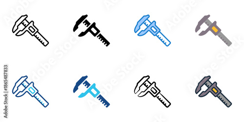 Caliper icon set multiple style collection. Editable stroke 
