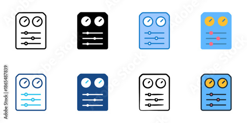 Control panel icon set multiple style collection. Editable stroke 

