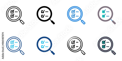 Inspection icon set multiple style collection. Editable stroke 
