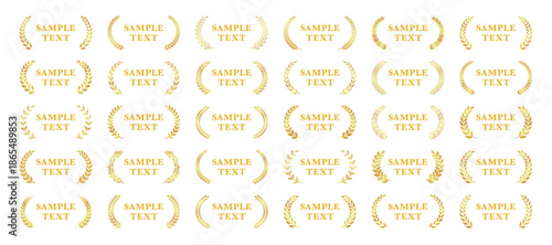 左右に離れた月金色の月桂冠 ベクターイラストセット｜Laurel wreath vector set in gold, award and achievement design