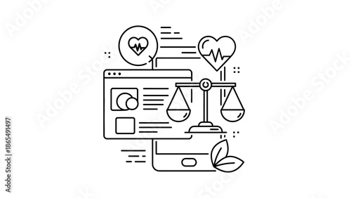 Digital Health and Wellness Balance Concept