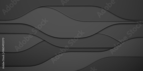 Dark grey abstract background with wavy layers and subtle shadows, creating a sense of depth and visual interest.
