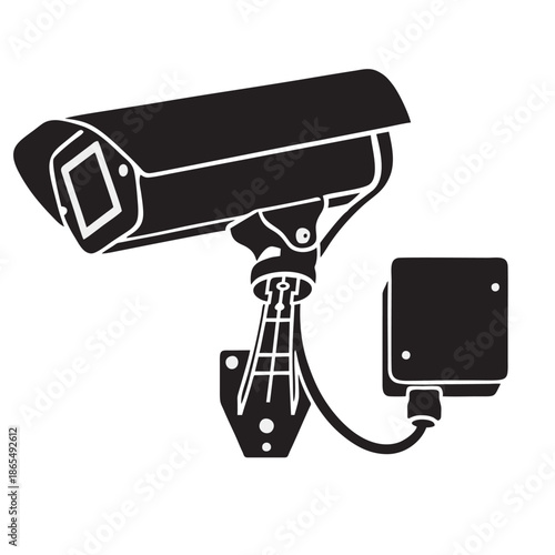 Modern security CCTV camera installed on a wall for 24-hour surveillance, monitoring safety and protection in public areas or private property.