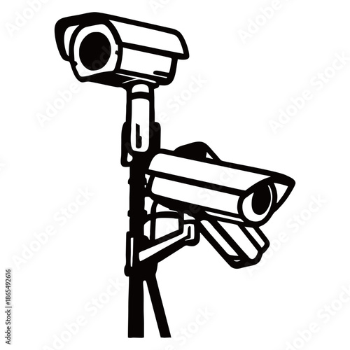 Modern security CCTV camera installed on a wall for 24-hour surveillance, monitoring safety and protection in public areas or private property.