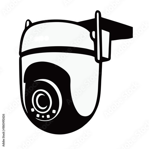 Modern security CCTV camera installed on a wall for 24-hour surveillance, monitoring safety and protection in public areas or private property.