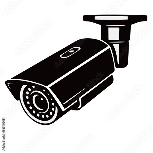 Modern security CCTV camera installed on a wall for 24-hour surveillance, monitoring safety and protection in public areas or private property.