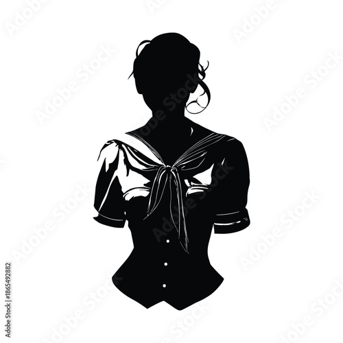 Female silhouette in sailor uniform with tied scarf