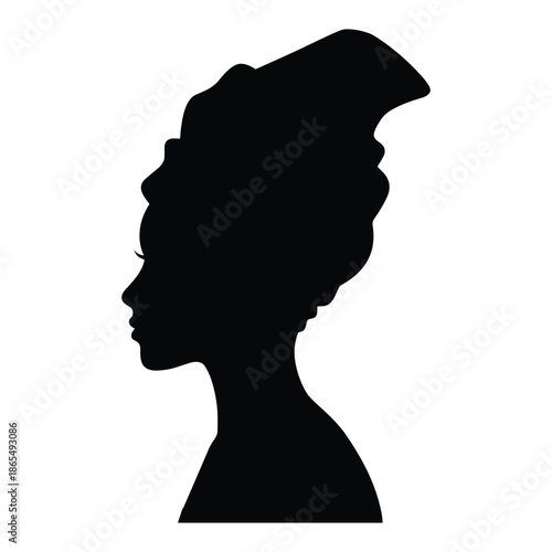 Silhouette of Woman with Headwrap in Profile