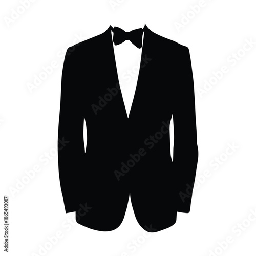 Black tuxedo jacket with bow tie silhouette