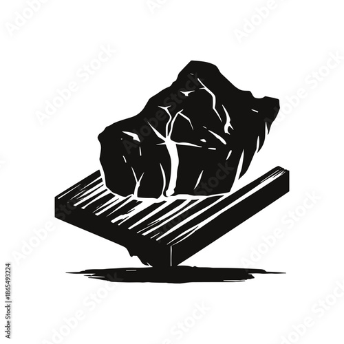 Black silhouette of raw meat on cutting board