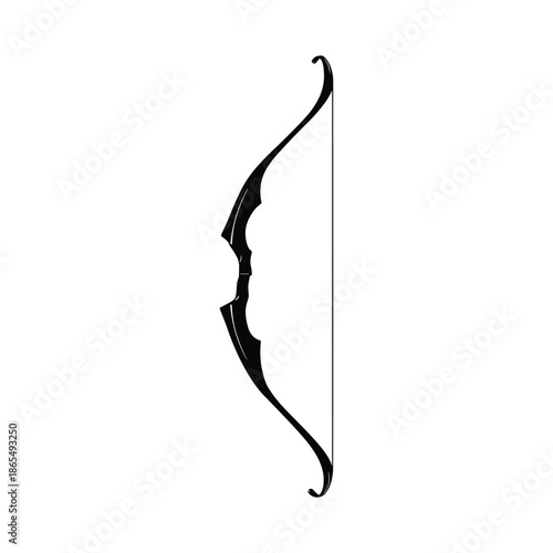 Black silhouette of traditional archery bow flat vector