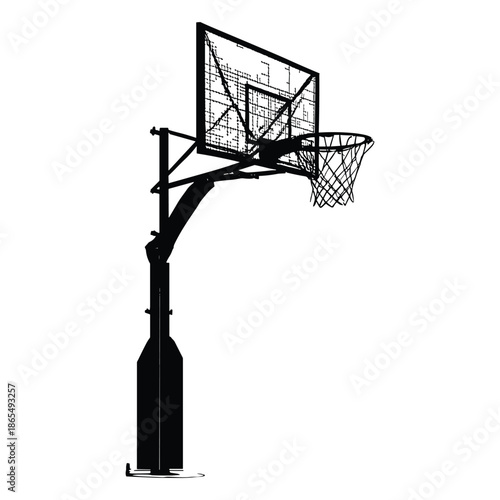Outdoor basketball hoop and backboard silhouette