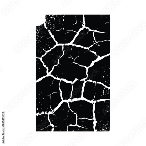 Cracked dry soil black and white texture