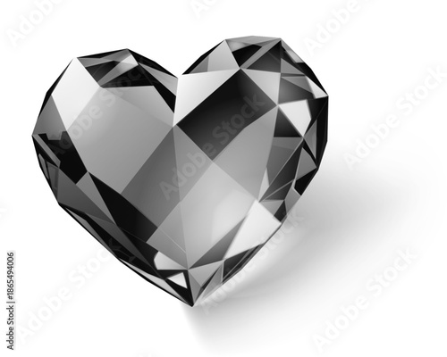 A heart-shaped diamond illustration in a modern style on a white background with subtle shading.