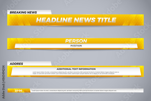 Yellow and White Lower Third News Banner Templates for Broadcast and Live Streaming