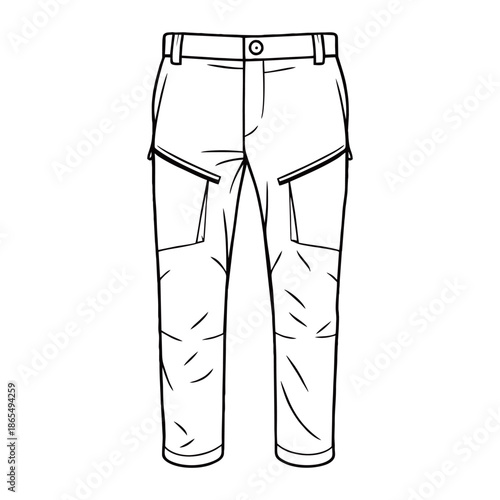 Stylish pair of casual long trousers for men or women isolated on white background, showcasing high-quality fabric and modern fashion design