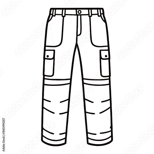 Stylish pair of casual long trousers for men or women isolated on white background, showcasing high-quality fabric and modern fashion design