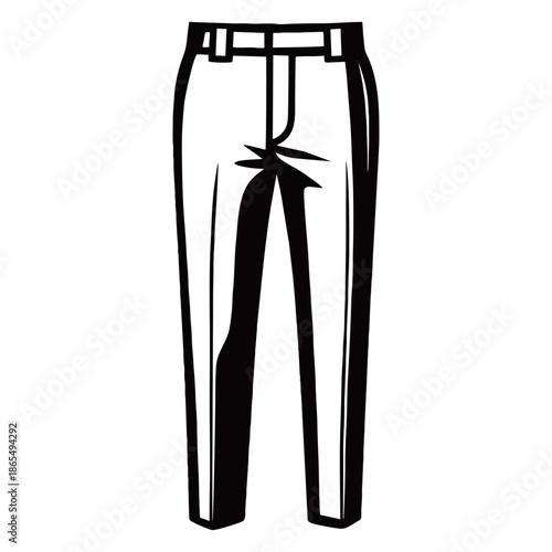 Stylish pair of casual long trousers for men or women isolated on white background, showcasing high-quality fabric and modern fashion design