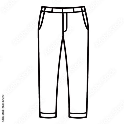 Stylish pair of casual long trousers for men or women isolated on white background, showcasing high-quality fabric and modern fashion design