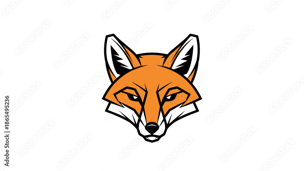 Fototapeta premium Stylized illustration of a fox head with sharp features and bold colors.