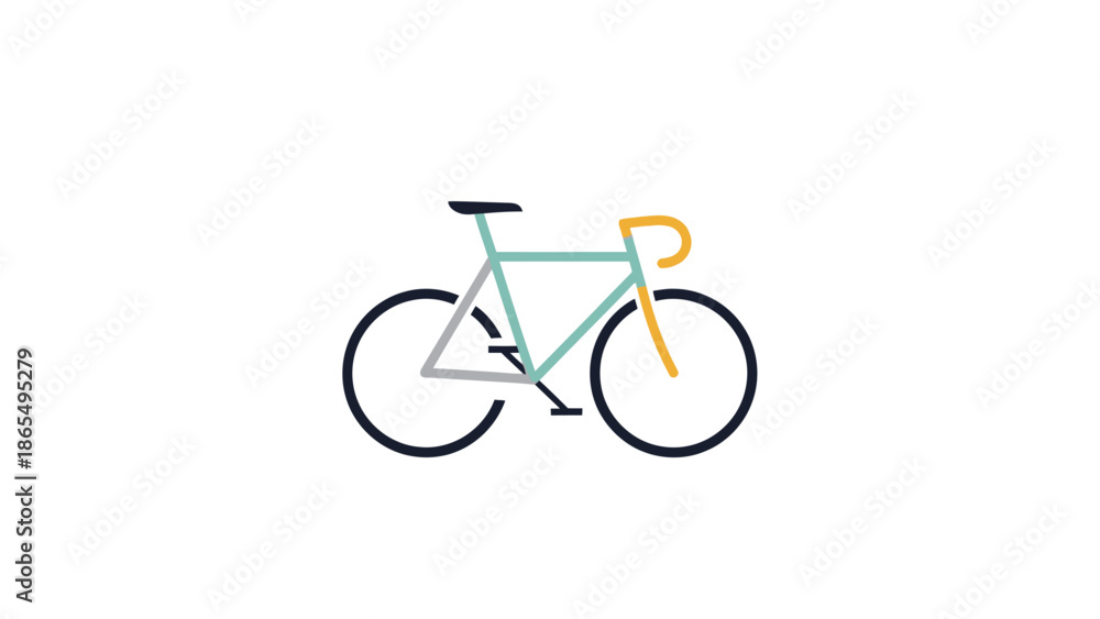 Fototapeta premium Minimalist colorful bicycle illustration with simple design.