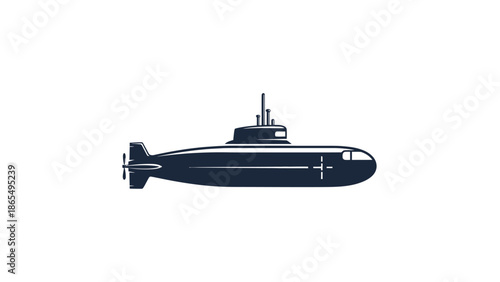 Simple black silhouette of a submarine underwater vehicle.