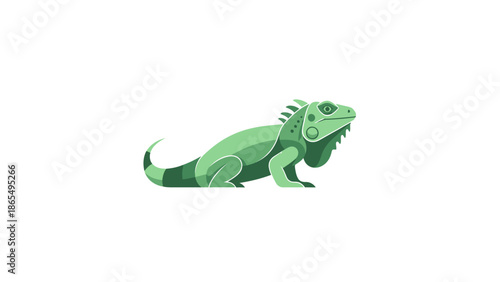 Illustration of a green iguana lizard in a side view pose.