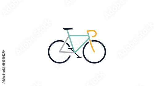 Minimalist colorful bicycle illustration with simple design.