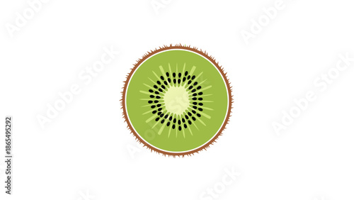 Close-up view of a fresh kiwi fruit slice showing seeds and green flesh.