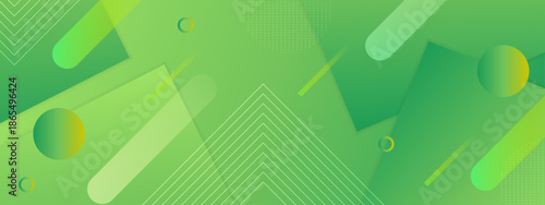 Abstract green background with geometric shapes suitable for presentations, web design, banners, and digital art projects needing vibrant visuals