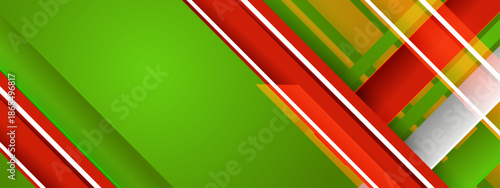Abstract geometric design with vibrant green, red, and white shapes, perfect for backgrounds, branding, and modern graphic designs