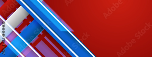 Abstract blue red white shapes composition. Perfect for backgrounds, posters, and digital designs requiring a modern and vibrant touch