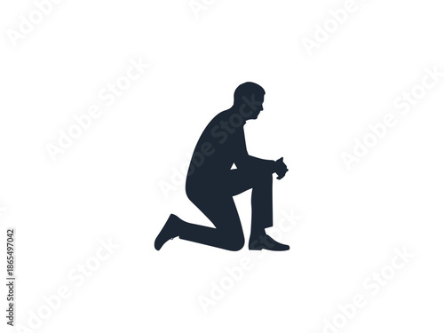Kneeling Reflection Figure Silhouette Vector