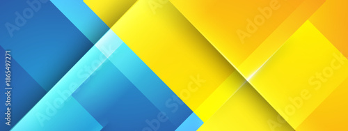 Abstract modern design of blue and yellow geometrical shapes for background textures, digital art prints, web banners, and poster designs